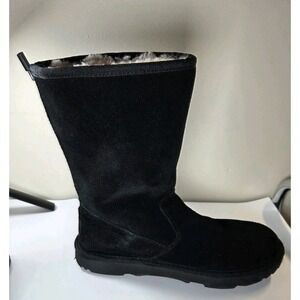 UGG KIDS LIL SUNSHINE II BOOT BALCK SUEDE WOOL LINED ZIP‎ UP LITTLE KID